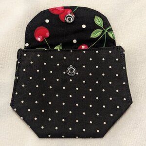 NWT Handmade Coin Purse - Cherries and polka dots - OOAK